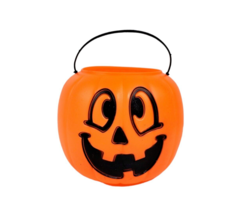 Pumpkin Pail Orange Blow Mold General Foam Plastics Jack O Lantern Bucket - £10.19 GBP