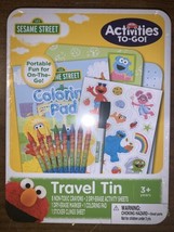 Sesame Street Activities To Go Travel Tin Art Crafts Stickers Crayons Co... - $12.86
