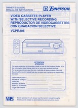 Emerson Video Cassette Player VCR VCPR205 Owner&#39;s Manual, English/Spanish - £12.54 GBP