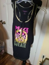 Rocawear Sleep Sexy gold peace sign Razor back Tank Top Womens Small $32 - £9.94 GBP