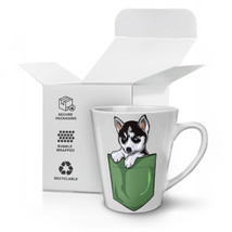 Cute Puppy Outside Pocket NEW White Tea Coffee Latte Mug 12 17 oz | Wellcoda - £11.95 GBP+