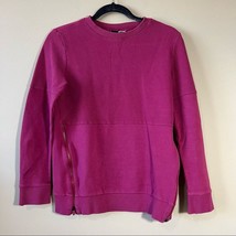 Adidas Women’s Magenta Ribbed Zipper Crewneck Sweatshirt Sweater Extra S... - $13.86