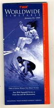 TWA Worldwide Timetable January 1999 Trans World Airlines Skiing Surfing - £9.47 GBP