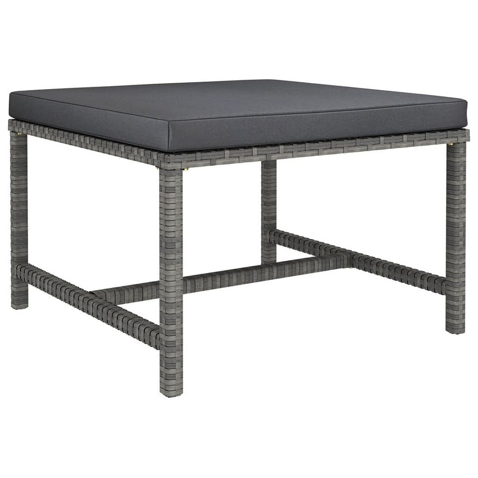 vidaXL Footrest Grey PE rattan, powder-coated steel Medium Modular - $84.98