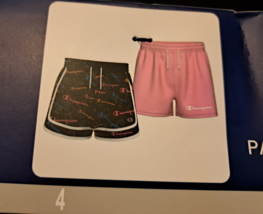 Champion Girl&#39;s 2.5&quot; Black/Pink 2-Pack Active Shorts  Sz 4 New with Tags - $14.80