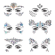 Face Gems 6 Sheets Mermaid Face Jewels for Makeup Rave Festival Halloween Stick  - £19.51 GBP