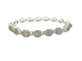 Silver Opal Bracelet Cluster Opal Bracelet 5x7 mm Oval Opal Bracelet For Her - £89.58 GBP+