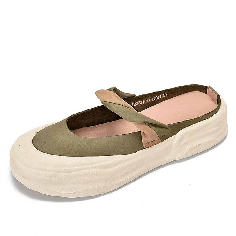 Women Slippers Summer Shoes Literary Style Flat Platform Slip-On Slingback Casua - £74.99 GBP