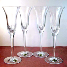 Waterford Giselle Champagne Flutes 4 PC. Set 10&quot;H Crystal Made in Ireland New - £216.95 GBP