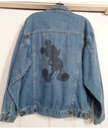 VTG RARE Walt Disney World Denim Jacket Trucker Biker Mickey Mouse Blue ... - £77.87 GBP