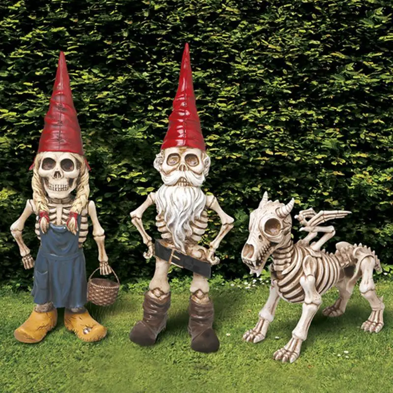 Halloween Scary Skeleton Gnome Garden Statue Yard Art Animal Toys Resin Horror - £11.43 GBP+