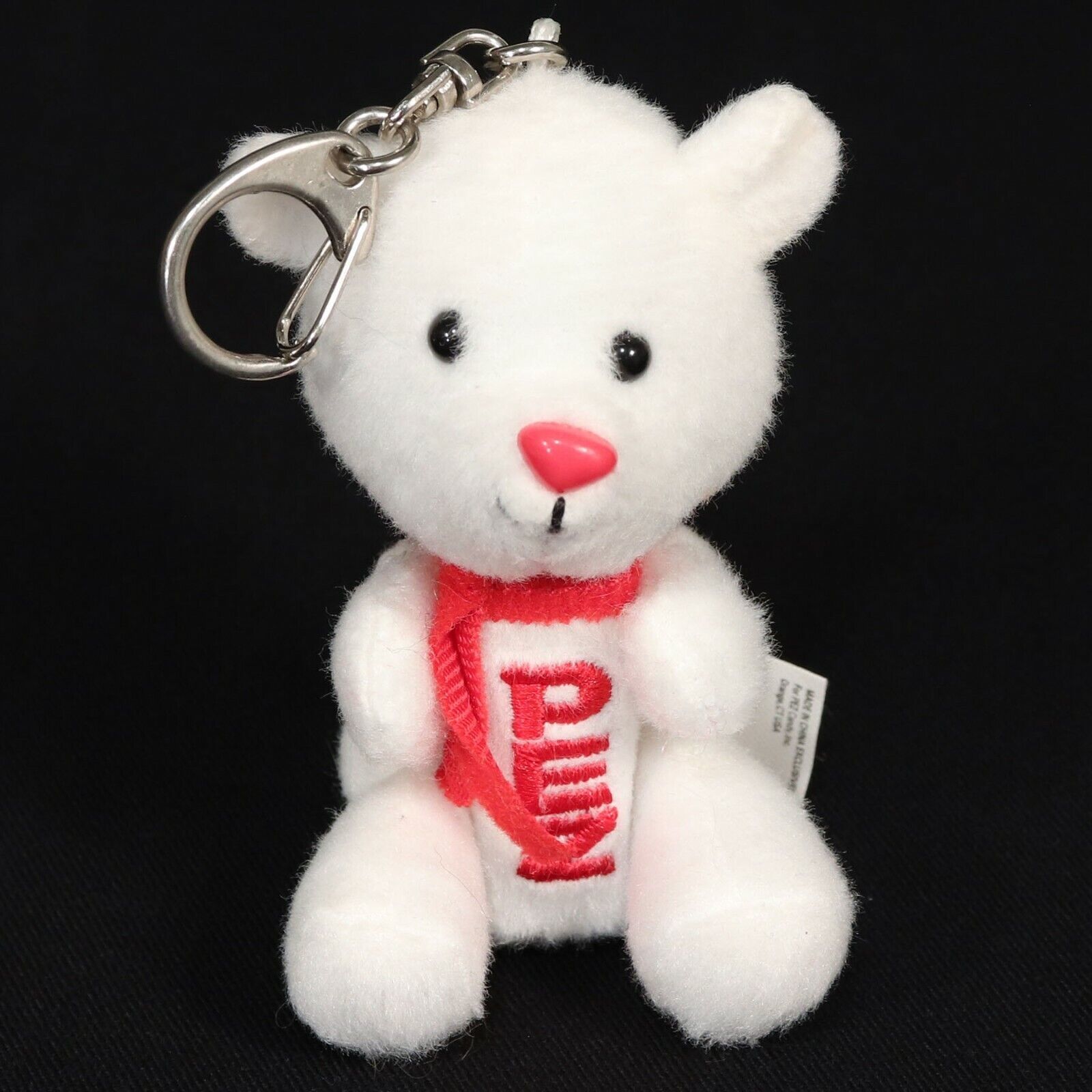 PEZ Winter 2014 Plush Polar Bear Candy Dispenser Keychain White Stuffed Animal - $8.89