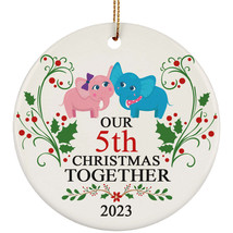 Funny Couple Elephant Ornament Christmas Gift 5th Wedding 5 Years Anniversary - £11.61 GBP