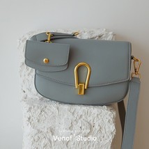 Women&#39;s Leather Message Bags 2022 Fashion Ladies Shoulder Saddle Bag Trendy Cros - £98.87 GBP