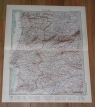 1925 Vintage Map Of Portugal / Lisbon Porto / Spain Extremadura Andalusia - £23.79 GBP
