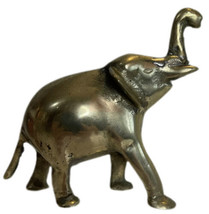 Vintage Small Brass Good Luck Elephant With Raised Trunk 4.5” Tall Figurine - £11.03 GBP