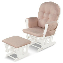 Wood Glider and Ottoman Set with Padded Armrests and Detachable Cushion-... - $275.59