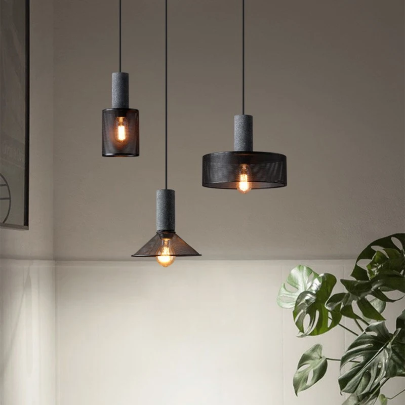 Retro LED Pendant Light Creative Cement Head Hanging Fixtures For Living... - $33.23+