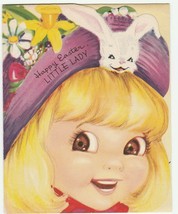 Vintage Easter Card Girl in Bunny Hat 1953 Art Guild of Williamsburg - $8.90