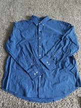 IZOD Premium Essentials Mens Shirt Size XL Check Button-Up Long Sleeve Blue - £7.56 GBP