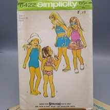 Vintage Sewing PATTERN Simplicity 6422, Childrens Stretch Knit 1974 Girls Bathin - £10.07 GBP