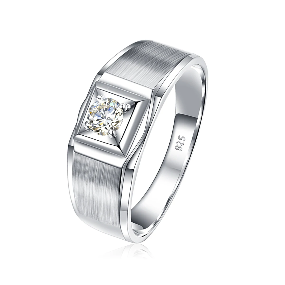 Luxury Heavy Certified Moissanite Rings For Men Real 925 Silver Stone Wedding Ma - £62.26 GBP