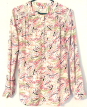 Loft blouse size XS button close long sleeve white floral print lightweight - $11.88
