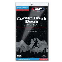 1 pack of 100 BCW 7" x 10 ½" Thick Current/Modern Age Comic Book Bags - $17.97