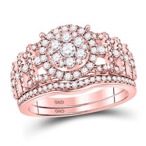 14kt Rose Gold Round Diamond Bridal Wedding Engagement Ring Band Set 1.00 Ctw - £1,202.12 GBP