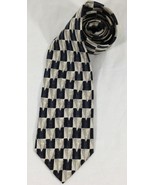 Cocktail Colors Mens Neck Tie Silver/Blue Blocks 100% Silk  61&quot;x3.75&quot;  New - $12.29 CAD