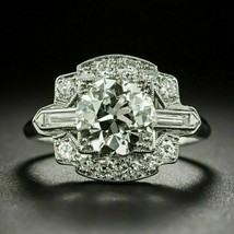 14K White Gold 2.65Ct Round Simulated Diamond Vintage Engagement Ring Size 8.5 - £199.86 GBP