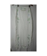 Vtg Pink Floral handmade embroidered Lace Dresser scarf runner scalloped... - $11.99