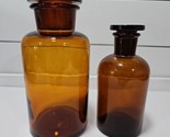 Vtg Vitro USA Amber Glass Apothecary Jar Store Lid Finial Display 1000 2... - £63.19 GBP