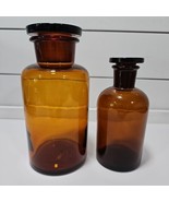 Vtg Vitro USA Amber Glass Apothecary Jar Store Lid Finial Display 1000 2... - $79.15