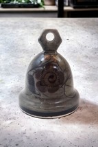 Tonala Mexico Floral Pottery Bell Gray Handpainted Signed Decor - $11.39