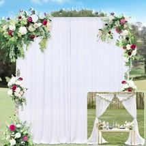 10X10Ft White Backdrop Curtains For Parties - White Wedding Backdrop For Baby Sh - £36.86 GBP