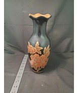 Vintage Black Lacquered Vase 12&quot; - £16.21 GBP