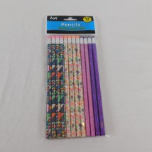 Jot 12 Pack Pencils Latex Free Eraser #2 HB New Sealed Purple Sparkly Flower - £3.99 GBP