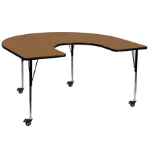 60x66 HRSE Oak Activity Table XU-A6066-HRSE-OAK-T-A-CAS-GG - $486.95