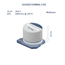 10X UUX2D100MNL1GS Nichicon 10uF 200V 10x10 Aluminum Electrolytic Capaci... - £3.50 GBP