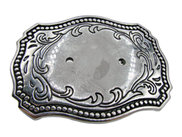 Vintage Add Your Own Decoration Pin Belt Buckle Silver Scroll Antique De... - $19.22