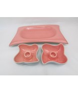 Vintage Red Wing Pottery USA Taper Candle Holder and Bowl Pink Gray #B1411 - £63.30 GBP