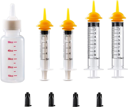 Pet Feeding Silicone Nipple with Bottle and Syringes for Puppy Dog Cat Animals - £14.09 GBP