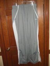 Reebok Play Dry Gray &amp; White Zip Leg Elastic Waist Athletic Pants - Size XL - £17.38 GBP