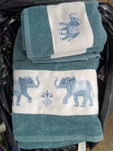 Linum Home Embroidered Turkish Cotton 3pc Towel Set, Turquoise 038boxAae - £16.37 GBP