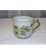 Vintage Hand Painted Moustache Cup Mug Mustache Green Floral 2d - €16,98 EUR