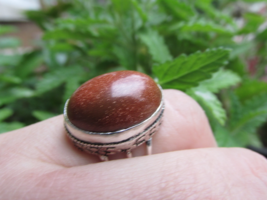 Sale, Beautiful Goldstone Ring, 925 Silver Overlay, Size 8 US, Vintage - £14.71 GBP