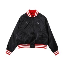 Jordan X Nike-Inspired All-Black Handmade Satin Varsity Jacket for Men &amp;... - $53.58 CAD+
