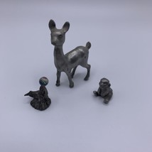 Vintage Pewter Mini Figurines Deer Rabbit Bunny Seal Sea Lion Crystal  - $18.80