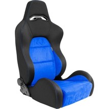 x2 Autostyle Black &amp; Bright Blue Sports Car Bucket Seats Synth Leather +slides - £428.74 GBP